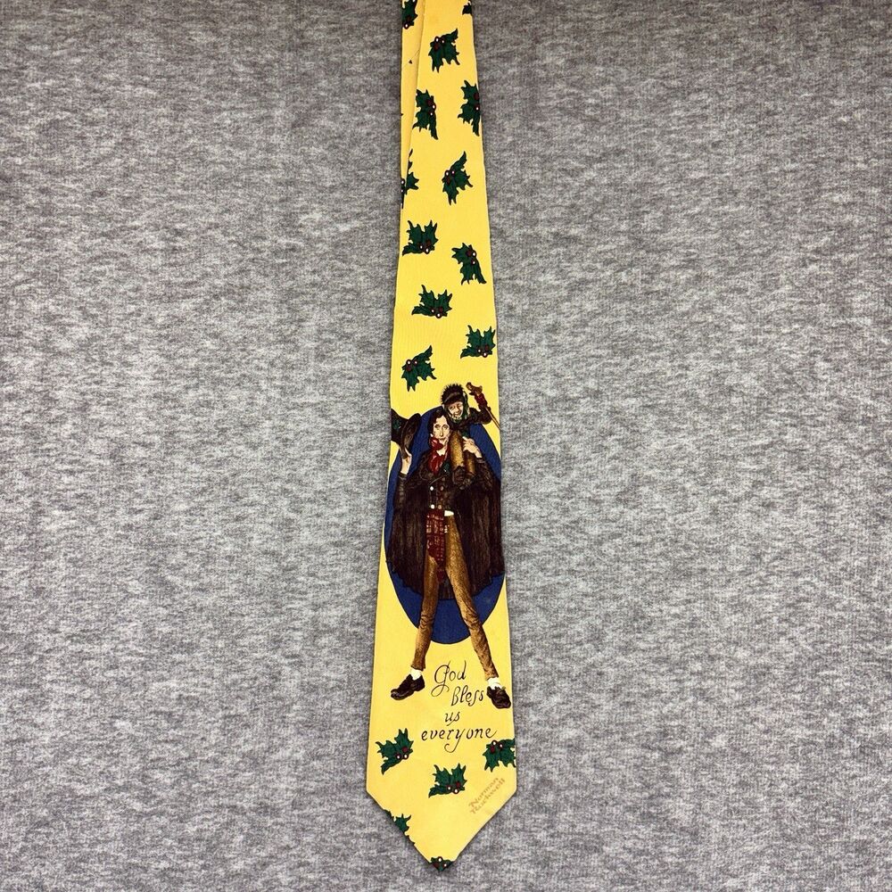 Vintage Christmas Silk Tie Tiny Tim by Norman Rockwell Saturday Evening Post